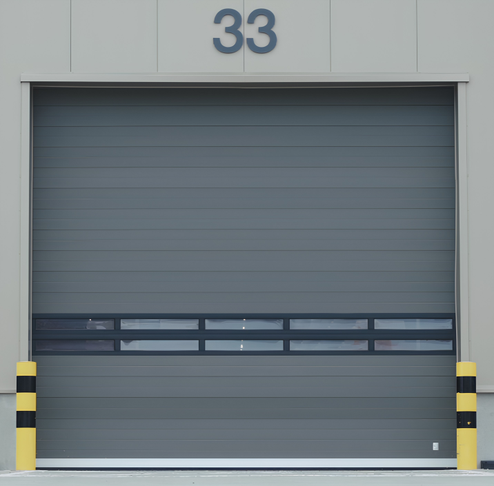 High speed sectional door front view